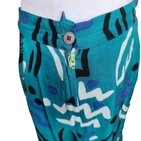 Vintage 80s Full Maxi Skirt Aztec Print Womens Size M Blue Lined Full Bottom - Picture 4 of 5